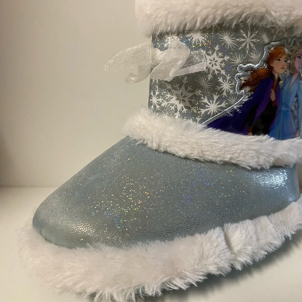 Disney Frozen 2 Slippers Faux Fur Boots Ana Elsa House Shoes Toddler Girl M 7/8